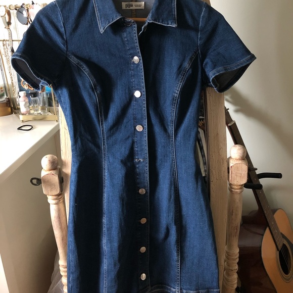 Zara Denim Mini Dress w Collar - Picture 3 of 4